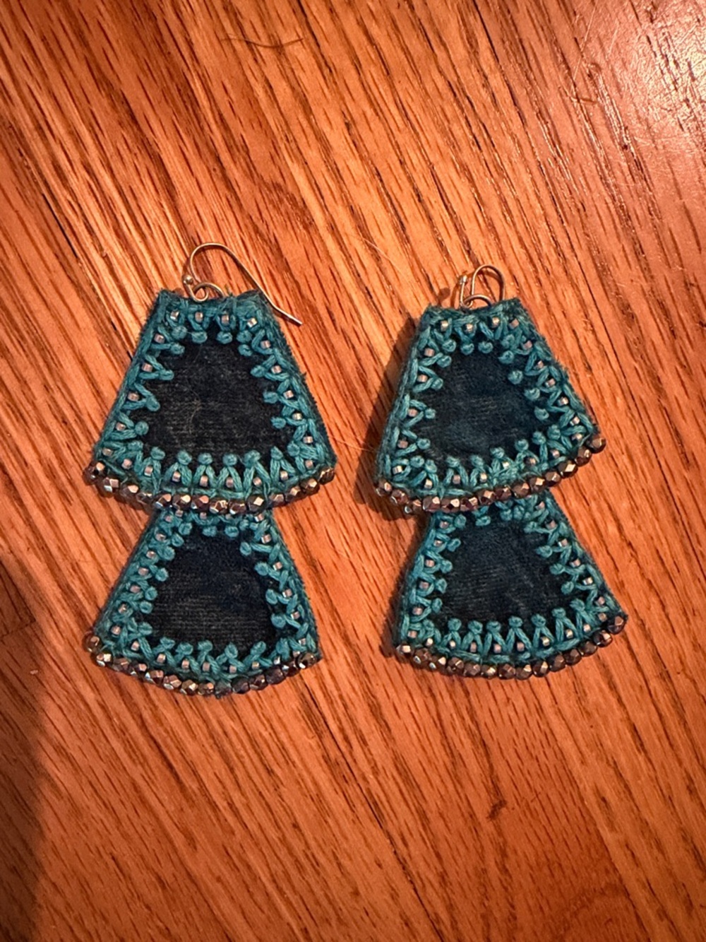 Noonday Collection Teal Layered Drop Earrings, handmade, handcrafted, light!